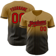 Загрузить изображение в средство просмотра галереи, Custom Old Gold Pinstripe Red-Black Authentic Fade Fashion Baseball Jersey