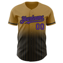Загрузить изображение в средство просмотра галереи, Custom Old Gold Pinstripe Purple-Black Authentic Fade Fashion Baseball Jersey