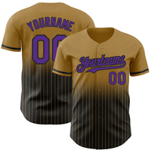 Загрузить изображение в средство просмотра галереи, Custom Old Gold Pinstripe Purple-Black Authentic Fade Fashion Baseball Jersey