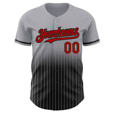 Загрузить изображение в средство просмотра галереи, Custom Gray Pinstripe Red-Black Authentic Fade Fashion Baseball Jersey