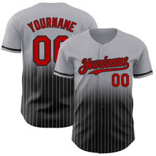 Загрузить изображение в средство просмотра галереи, Custom Gray Pinstripe Red-Black Authentic Fade Fashion Baseball Jersey