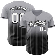 Загрузить изображение в средство просмотра галереи, Custom Gray Pinstripe White-Black Authentic Fade Fashion Baseball Jersey