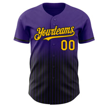 Загрузить изображение в средство просмотра галереи, Custom Purple Pinstripe Gold-Black Authentic Fade Fashion Baseball Jersey