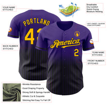 Загрузить изображение в средство просмотра галереи, Custom Purple Pinstripe Gold-Black Authentic Fade Fashion Baseball Jersey