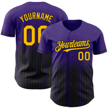 Загрузить изображение в средство просмотра галереи, Custom Purple Pinstripe Gold-Black Authentic Fade Fashion Baseball Jersey