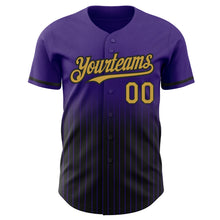 Загрузить изображение в средство просмотра галереи, Custom Purple Pinstripe Old Gold-Black Authentic Fade Fashion Baseball Jersey