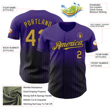 Загрузить изображение в средство просмотра галереи, Custom Purple Pinstripe Old Gold-Black Authentic Fade Fashion Baseball Jersey