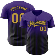 Загрузить изображение в средство просмотра галереи, Custom Purple Pinstripe Old Gold-Black Authentic Fade Fashion Baseball Jersey