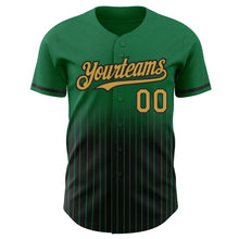 Загрузить изображение в средство просмотра галереи, Custom Kelly Green Pinstripe Old Gold-Black Authentic Fade Fashion Baseball Jersey