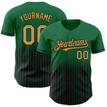 Загрузить изображение в средство просмотра галереи, Custom Kelly Green Pinstripe Old Gold-Black Authentic Fade Fashion Baseball Jersey