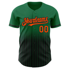 Загрузить изображение в средство просмотра галереи, Custom Kelly Green Pinstripe Orange-Black Authentic Fade Fashion Baseball Jersey