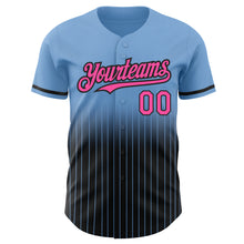 Загрузить изображение в средство просмотра галереи, Custom Light Blue Pinstripe Pink-Black Authentic Fade Fashion Baseball Jersey