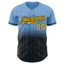 Загрузить изображение в средство просмотра галереи, Custom Light Blue Pinstripe Yellow-Black Authentic Fade Fashion Baseball Jersey