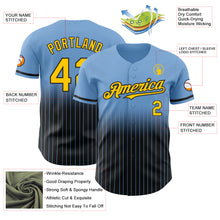 Загрузить изображение в средство просмотра галереи, Custom Light Blue Pinstripe Yellow-Black Authentic Fade Fashion Baseball Jersey