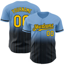 Загрузить изображение в средство просмотра галереи, Custom Light Blue Pinstripe Yellow-Black Authentic Fade Fashion Baseball Jersey