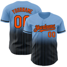 Загрузить изображение в средство просмотра галереи, Custom Light Blue Pinstripe Orange-Black Authentic Fade Fashion Baseball Jersey