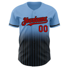 Загрузить изображение в средство просмотра галереи, Custom Light Blue Pinstripe Red-Black Authentic Fade Fashion Baseball Jersey
