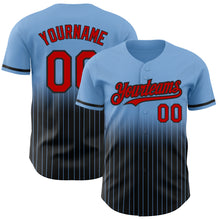 Загрузить изображение в средство просмотра галереи, Custom Light Blue Pinstripe Red-Black Authentic Fade Fashion Baseball Jersey