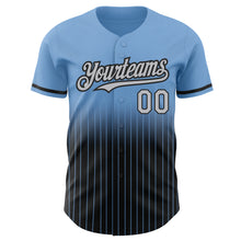Загрузить изображение в средство просмотра галереи, Custom Light Blue Pinstripe Gray-Black Authentic Fade Fashion Baseball Jersey
