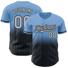 Загрузить изображение в средство просмотра галереи, Custom Light Blue Pinstripe Gray-Black Authentic Fade Fashion Baseball Jersey