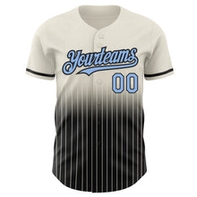 Laden Sie das Bild in den Galerie-Viewer, Custom Cream Pinstripe Light Blue-Black Authentic Fade Fashion Baseball Jersey