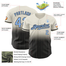 Laden Sie das Bild in den Galerie-Viewer, Custom Cream Pinstripe Light Blue-Black Authentic Fade Fashion Baseball Jersey