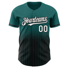 Загрузить изображение в средство просмотра галереи, Custom Teal Pinstripe White-Black Authentic Fade Fashion Baseball Jersey