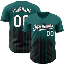 Загрузить изображение в средство просмотра галереи, Custom Teal Pinstripe White-Black Authentic Fade Fashion Baseball Jersey
