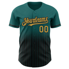 Загрузить изображение в средство просмотра галереи, Custom Teal Pinstripe Old Gold-Black Authentic Fade Fashion Baseball Jersey