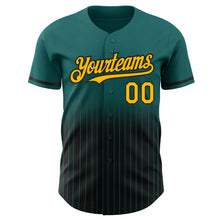 Загрузить изображение в средство просмотра галереи, Custom Teal Pinstripe Gold-Black Authentic Fade Fashion Baseball Jersey