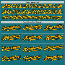 Загрузить изображение в средство просмотра галереи, Custom Teal Pinstripe Gold-Black Authentic Fade Fashion Baseball Jersey