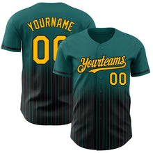 Загрузить изображение в средство просмотра галереи, Custom Teal Pinstripe Gold-Black Authentic Fade Fashion Baseball Jersey