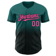 Загрузить изображение в средство просмотра галереи, Custom Teal Pinstripe Pink-Black Authentic Fade Fashion Baseball Jersey