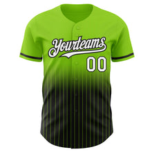 Загрузить изображение в средство просмотра галереи, Custom Neon Green Pinstripe White-Black Authentic Fade Fashion Baseball Jersey