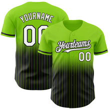 Загрузить изображение в средство просмотра галереи, Custom Neon Green Pinstripe White-Black Authentic Fade Fashion Baseball Jersey