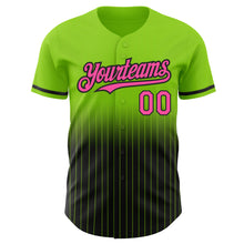 Загрузить изображение в средство просмотра галереи, Custom Neon Green Pinstripe Pink-Black Authentic Fade Fashion Baseball Jersey