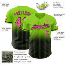 Загрузить изображение в средство просмотра галереи, Custom Neon Green Pinstripe Pink-Black Authentic Fade Fashion Baseball Jersey