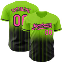 Загрузить изображение в средство просмотра галереи, Custom Neon Green Pinstripe Pink-Black Authentic Fade Fashion Baseball Jersey