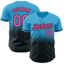 Загрузить изображение в средство просмотра галереи, Custom Sky Blue Pinstripe Pink-Black Authentic Fade Fashion Baseball Jersey