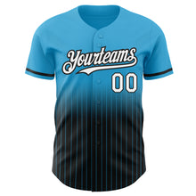 Загрузить изображение в средство просмотра галереи, Custom Sky Blue Pinstripe White-Black Authentic Fade Fashion Baseball Jersey
