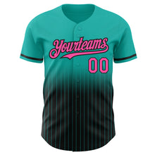 Загрузить изображение в средство просмотра галереи, Custom Aqua Pinstripe Pink-Black Authentic Fade Fashion Baseball Jersey