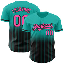 Загрузить изображение в средство просмотра галереи, Custom Aqua Pinstripe Pink-Black Authentic Fade Fashion Baseball Jersey