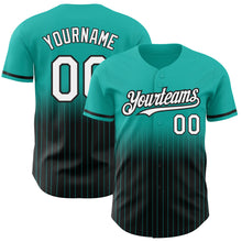 Загрузить изображение в средство просмотра галереи, Custom Aqua Pinstripe White-Black Authentic Fade Fashion Baseball Jersey