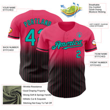 Charger l'image dans la galerie, Custom Neon Pink Pinstripe Aqua-Black Authentic Fade Fashion Baseball Jersey