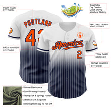 Laden Sie das Bild in den Galerie-Viewer, Custom White Pinstripe Orange-Navy Authentic Fade Fashion Baseball Jersey