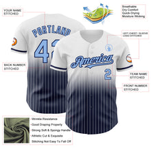 Laden Sie das Bild in den Galerie-Viewer, Custom White Pinstripe Light Blue-Navy Authentic Fade Fashion Baseball Jersey