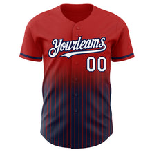 Charger l'image dans la galerie, Custom Red Pinstripe White-Navy Authentic Fade Fashion Baseball Jersey
