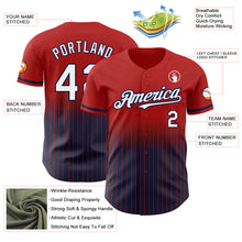 Charger l'image dans la galerie, Custom Red Pinstripe White-Navy Authentic Fade Fashion Baseball Jersey