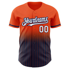 Загрузить изображение в средство просмотра галереи, Custom Orange Pinstripe White-Navy Authentic Fade Fashion Baseball Jersey
