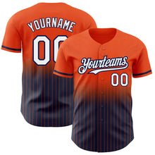 Загрузить изображение в средство просмотра галереи, Custom Orange Pinstripe White-Navy Authentic Fade Fashion Baseball Jersey